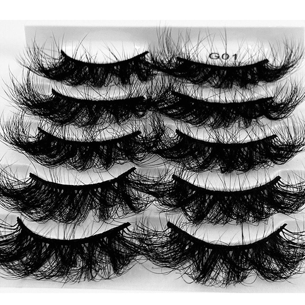 5 Pairs Handmade Fuffy Lashes Thick Long Eye Lashes 8D Faux Mink Volume False Eyelashes Dramatic