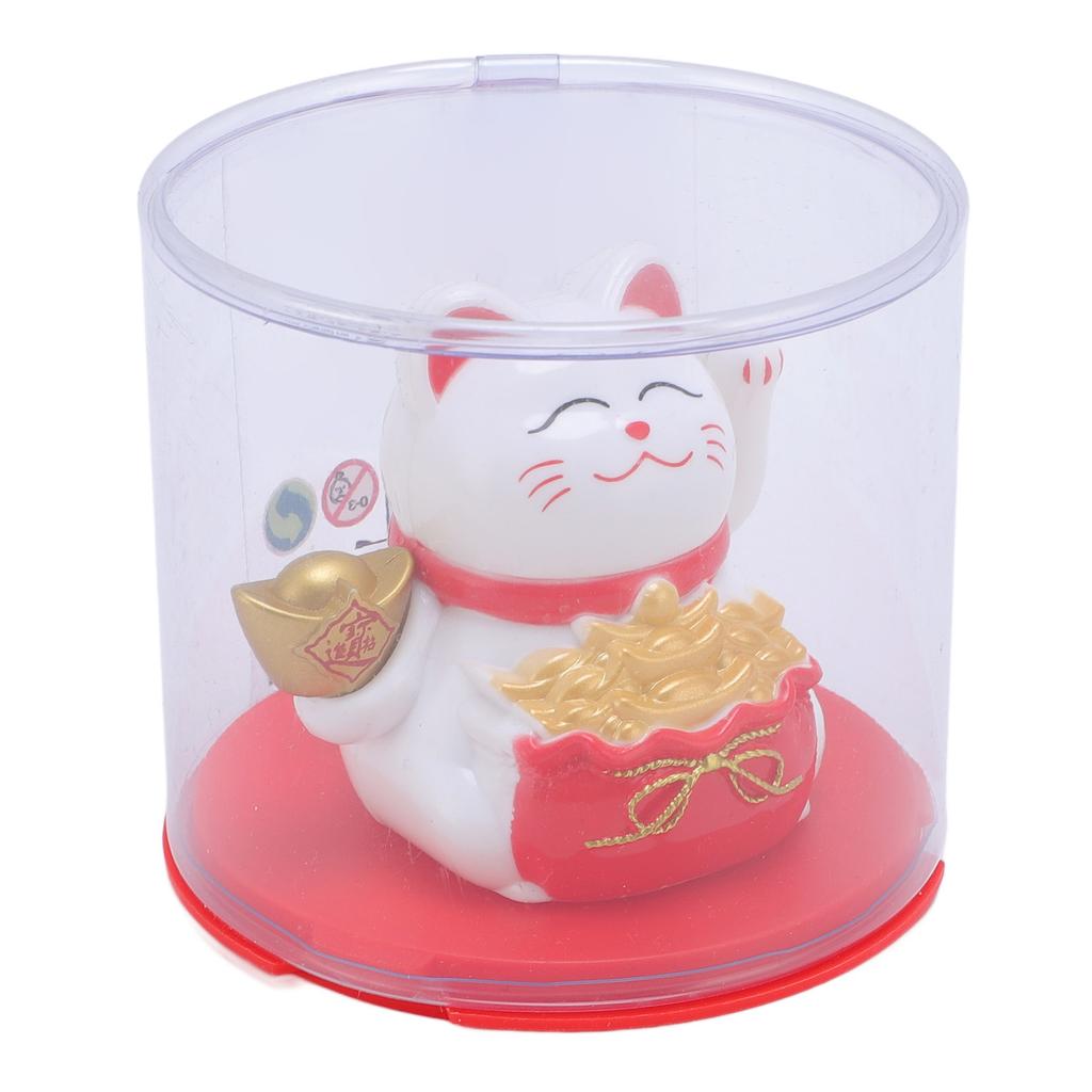Feng Shui   Cat Solar Powered Waving Maneki Neko Decoration   Cat Statue for Home Shop Car Interior