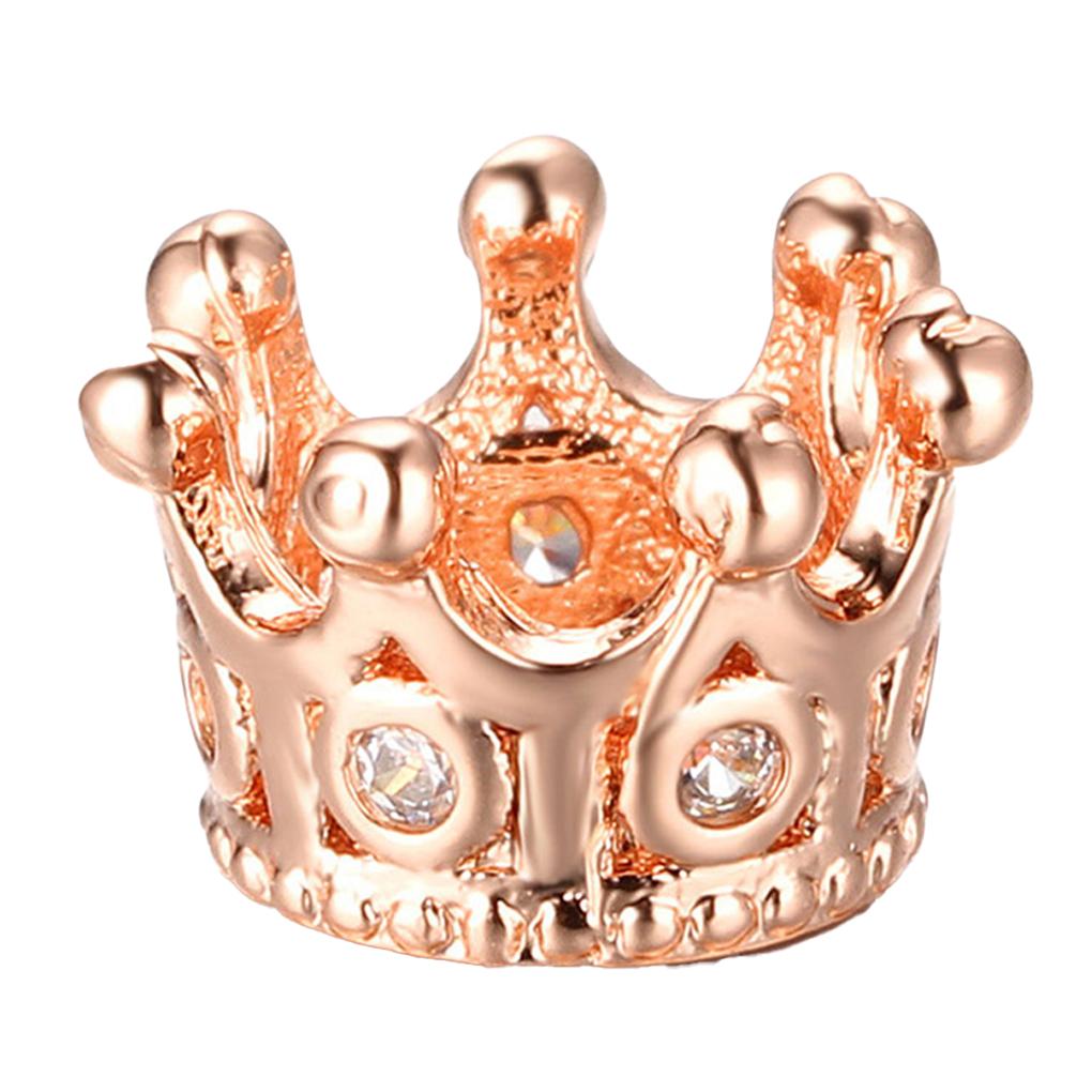 Crown Beads for Bracelets Making Large Hole Spacers Bracelet Charms Crystal Decor with Rhinestones Ornaments for DIY Jewelry