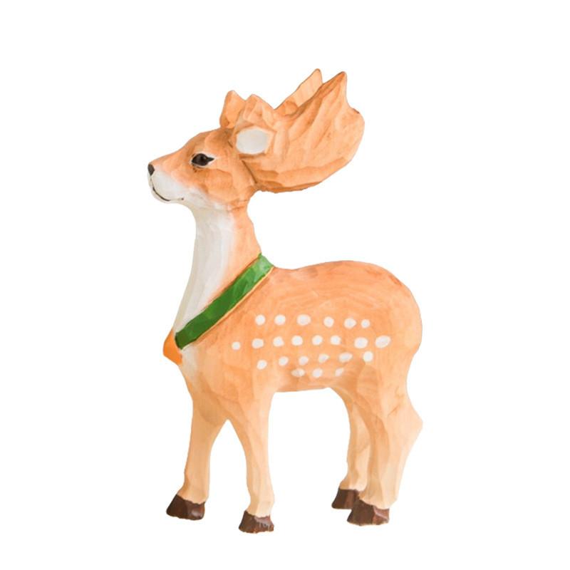 Wooden Crafts Deer Figurine Gift For Home Office Decor And Celebrations