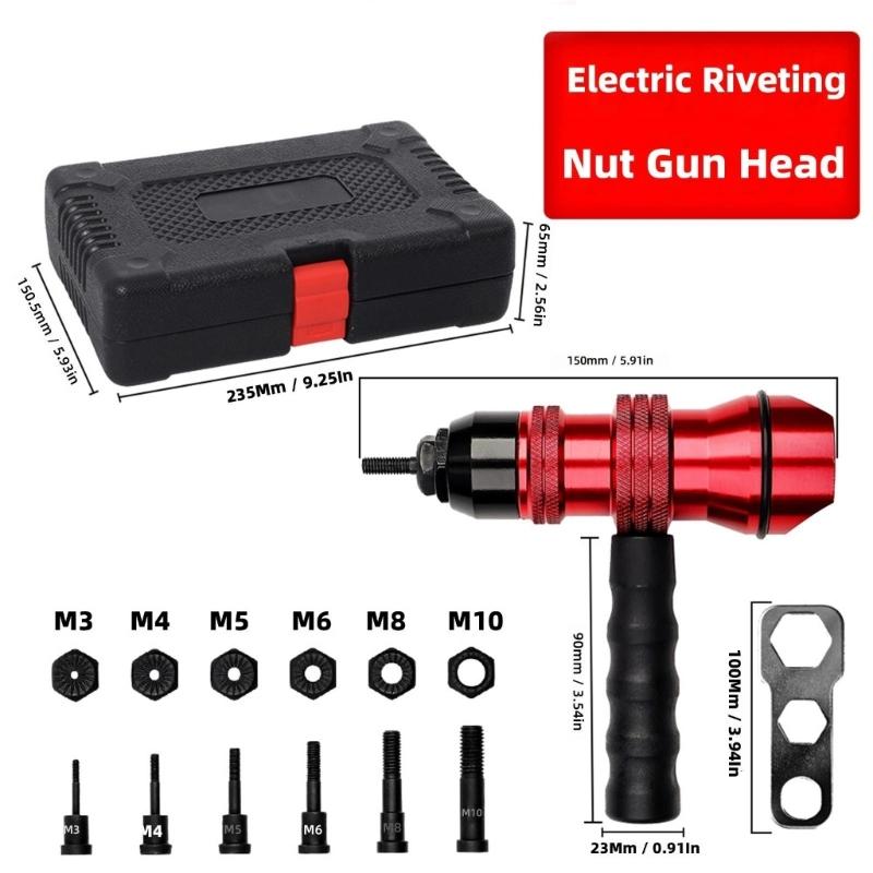 Rivet Nut Drill Adapter Kit with Nut Accessories,Easy To Install Nut Guns Adapter for Electric Rivet Guns