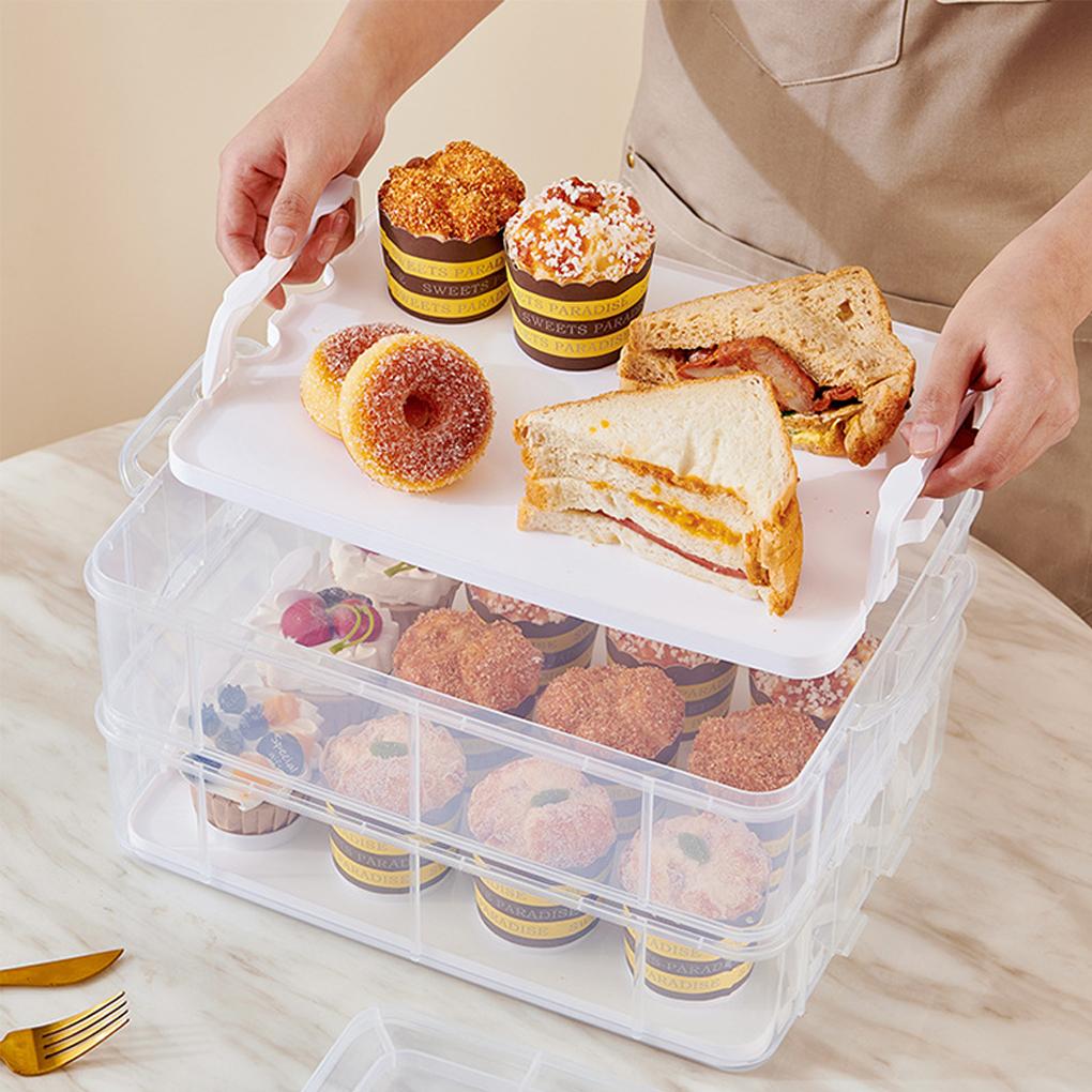 1/2patrový přepravník na cupcakes Průhledná obdélníková úložná krabice na cupcakes s víkem a rukojetí 12/24 přihrádek Nádoby na cupcakes na párty