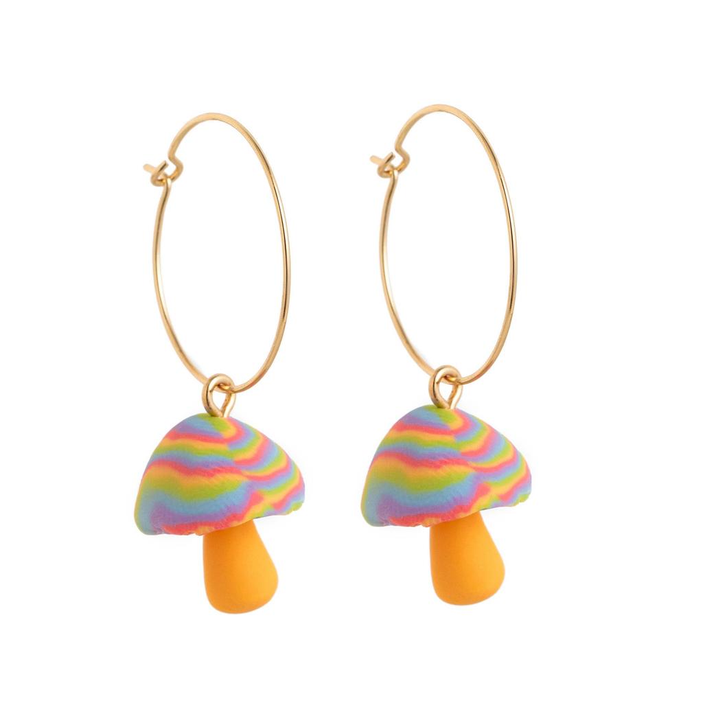 Creative Retro 3D Drip Oil Polymer Clay Mushroom Earrings