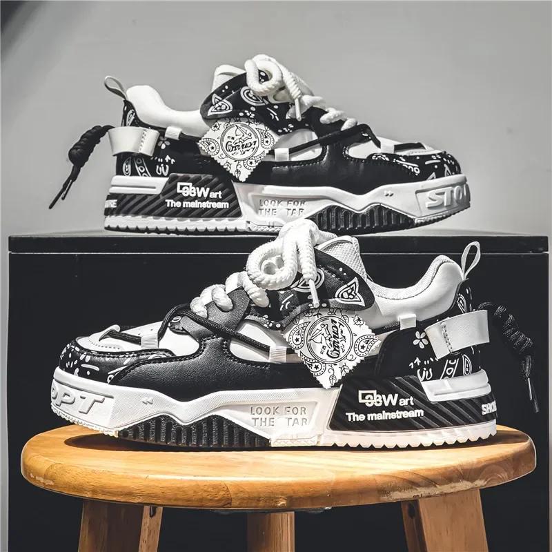 Mode Neue Herbst Herrenschuhe Herren Plateau-Sneakers für Herren 2025 Trenddesign Graffiti Skateboard-Schuhe Patchwork-Sneaker Zapatillas