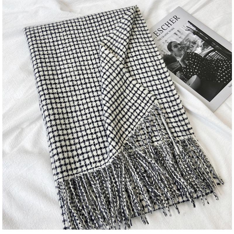 Scarf Women's Autumn and Winter New Imitation Cashmere Plaid Fringed Shawl Couple Thickened Scarf Warm Windproof Neck Scarf Casual Outdoor
