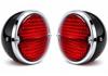 2X Vintage Duolamp Tail Light 12V Rear Stop License Lights Model A Car | Massey Ferguson Tractor DODGE Trucks (Chrome Ring | Red/Lens