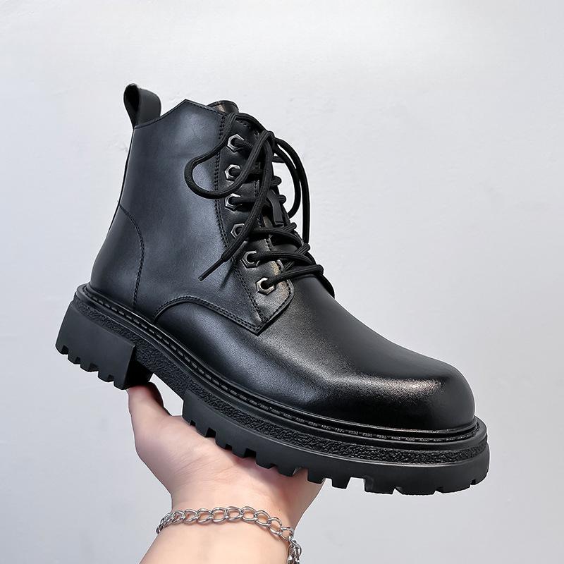 

Ботинки Martin мужские британские ветряные локомотивные инструментальные ботинки мужские кожаные туфли с толстой подошвой и высоким голенищем короткие ретро-ботинки 25008-A 44 чёрный