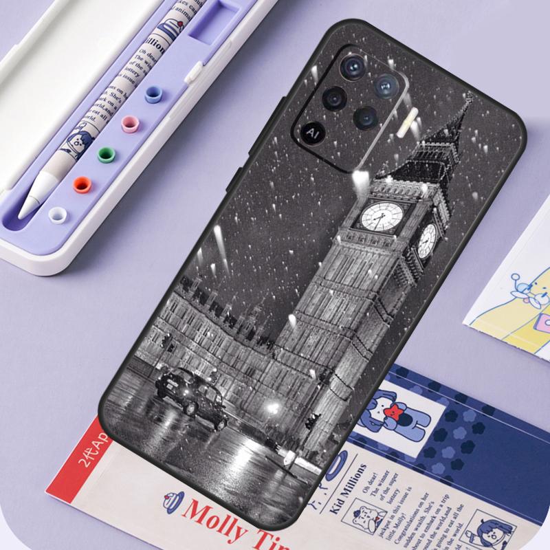 Retro Winter Snow London For Oppo A17 A18 A94 A74 A54 A15 A38 A58 A78 A98 A40 A60 A80 A16 A76 A96 A57 A77 A5 Pro Case