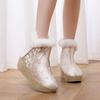 Winter Chunky Platform Ankle Boots for Women Non-Slip Embroidered Snow Booties with Faux Fur Lined Women's Warm Comfortable Wedge Walking Boot Shoes