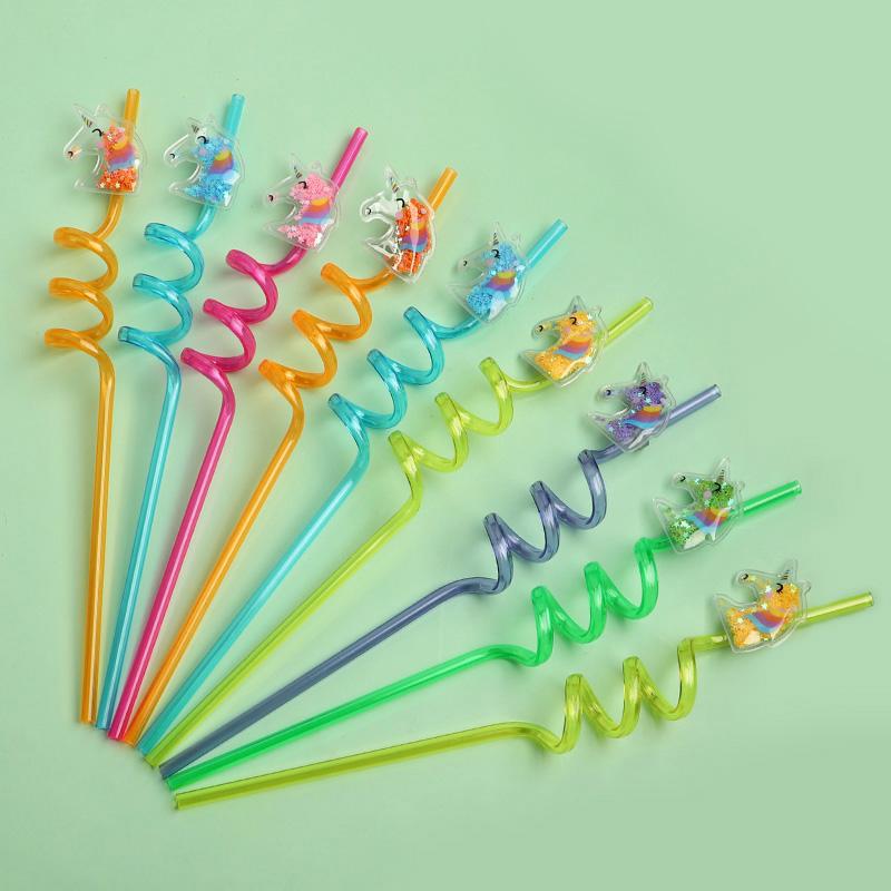 6/12pcs Unicorn Party Glitter Straws Reusable PVC Milk Juice Drinking Straw Kids Girls Birthday Party Decoration Favors Supplies