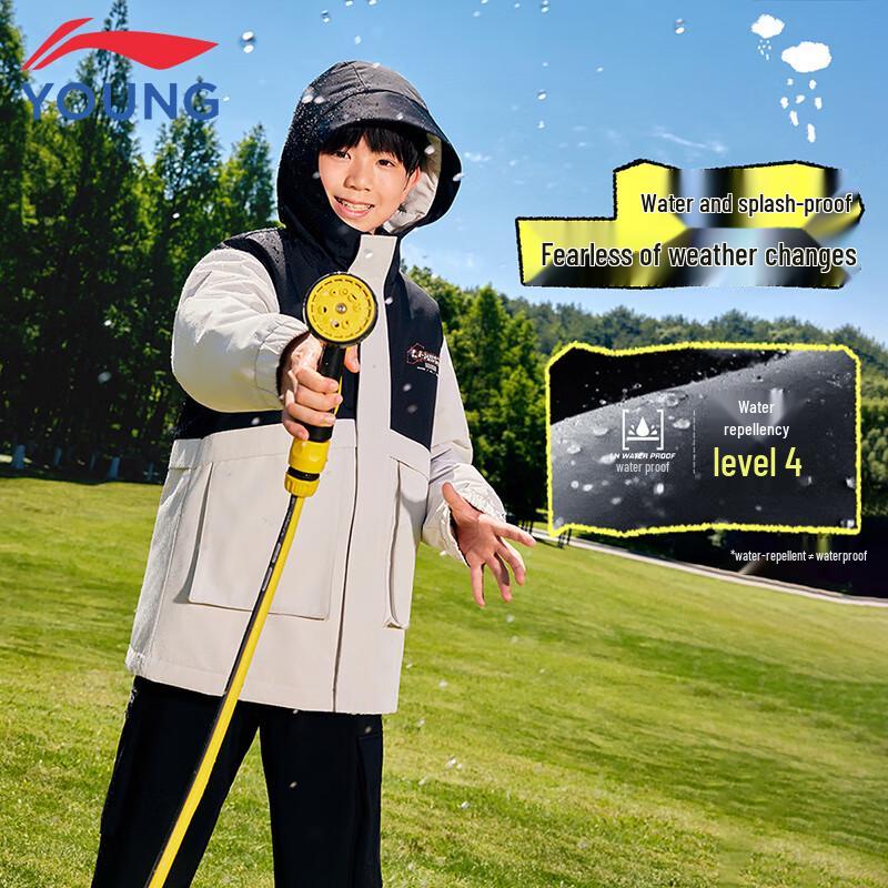 Li-Ning Boys' 3-in-1 Fleece Lined Water-Repellent Padded Jacket