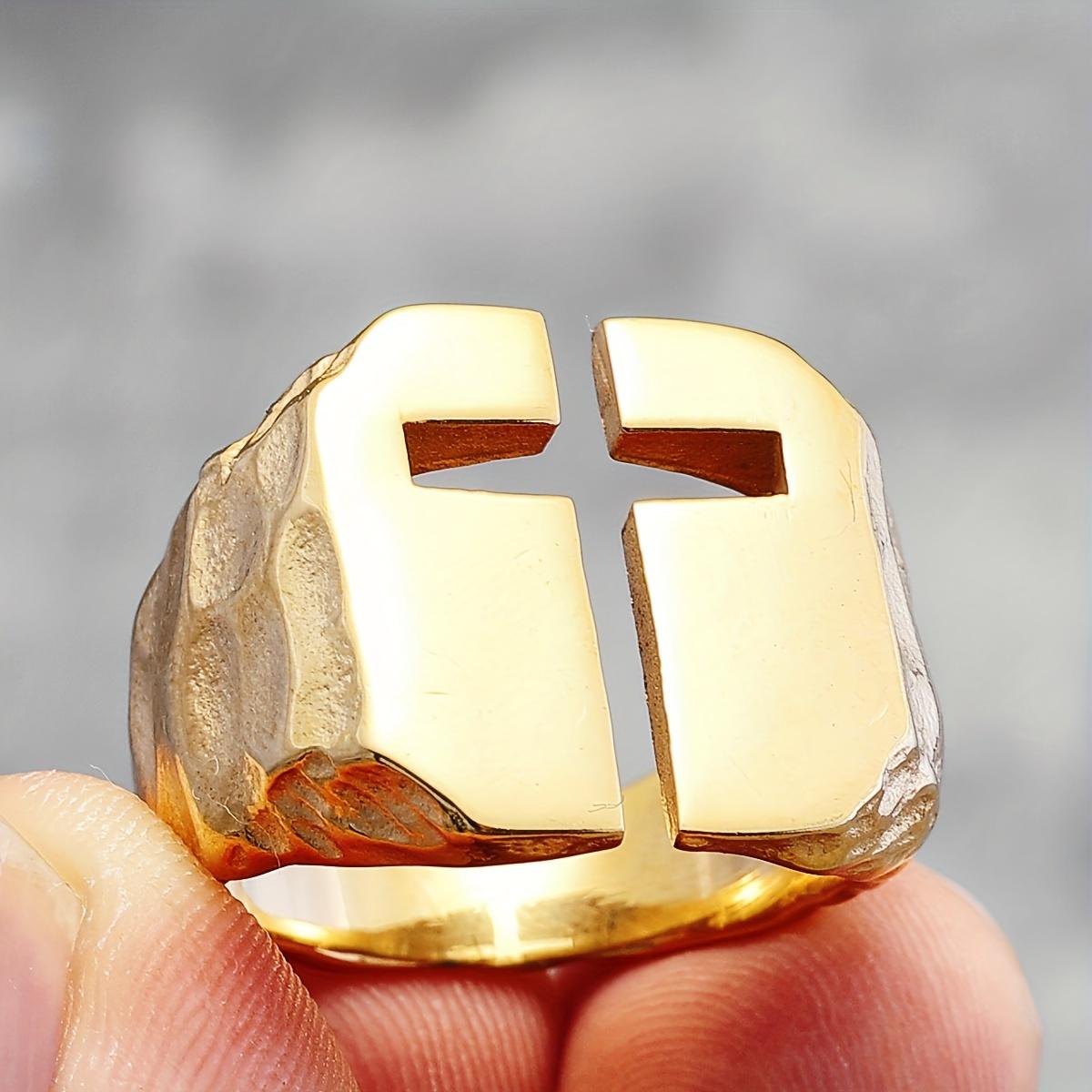 

Мужские кольца с полым крестом, классические религиозные украшения для пары, подарок для друзей 7 золотой