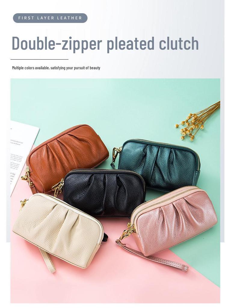 Women's Genuine Leather Double Layer Large Capacity Handbag & Wallet Combo