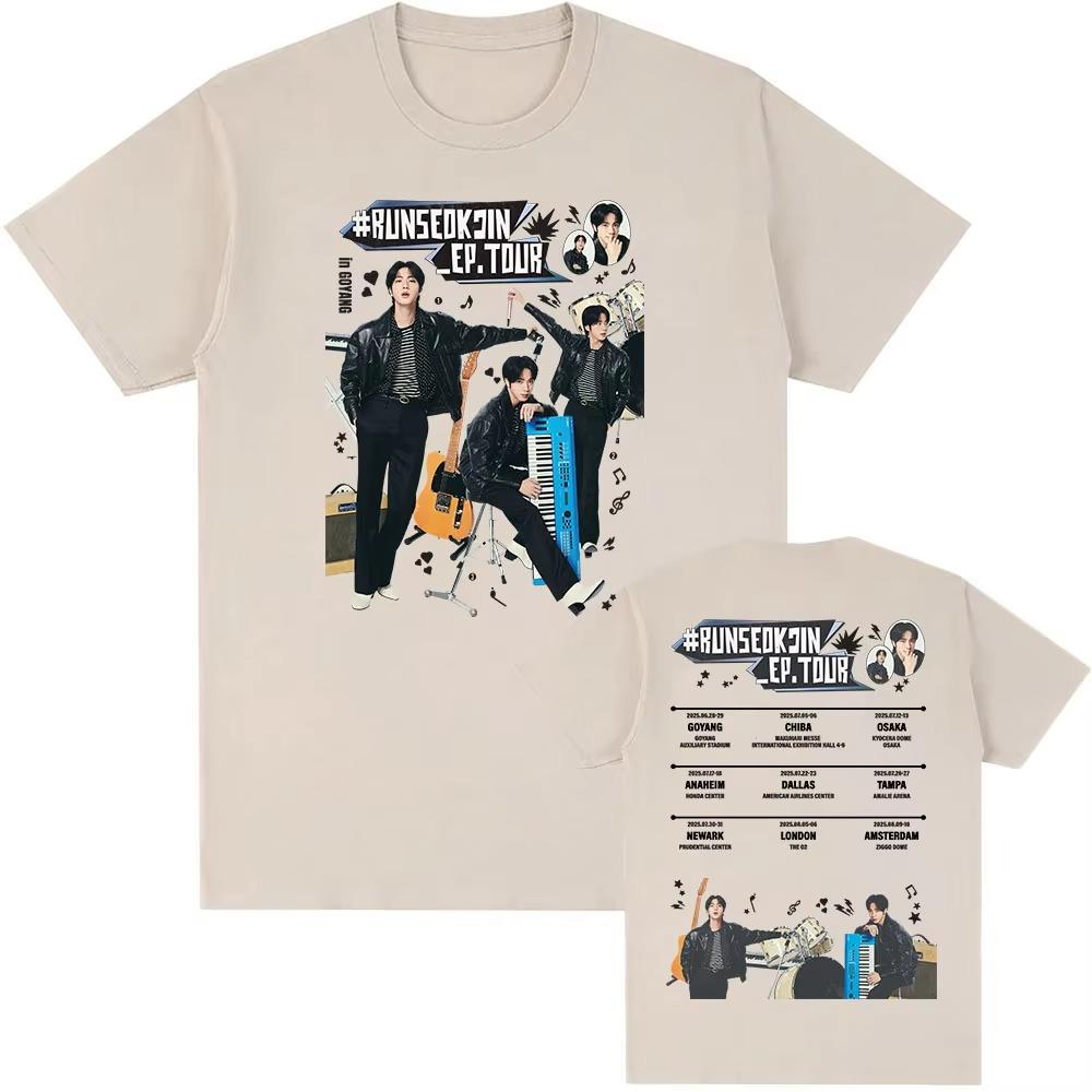 Jin RUNSEOKJIN EP TOUR 2025 Tshirts Korean Singer Graphic Print T-shirt Short Sleeve  Summer T Shirt for Men/Women Clothes