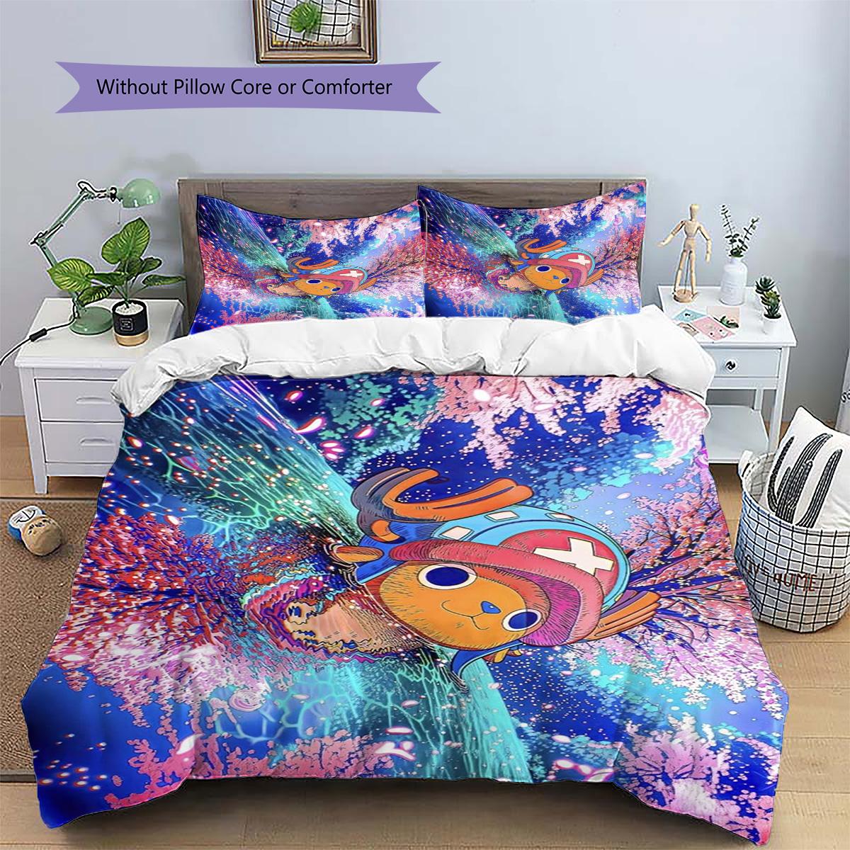 

Tony Tony Chopper Patterned Pillowcase & Duvet Cover Set Anime Trend Printed Bedding for Bedroom Gift Choice.-TING 135x200cm