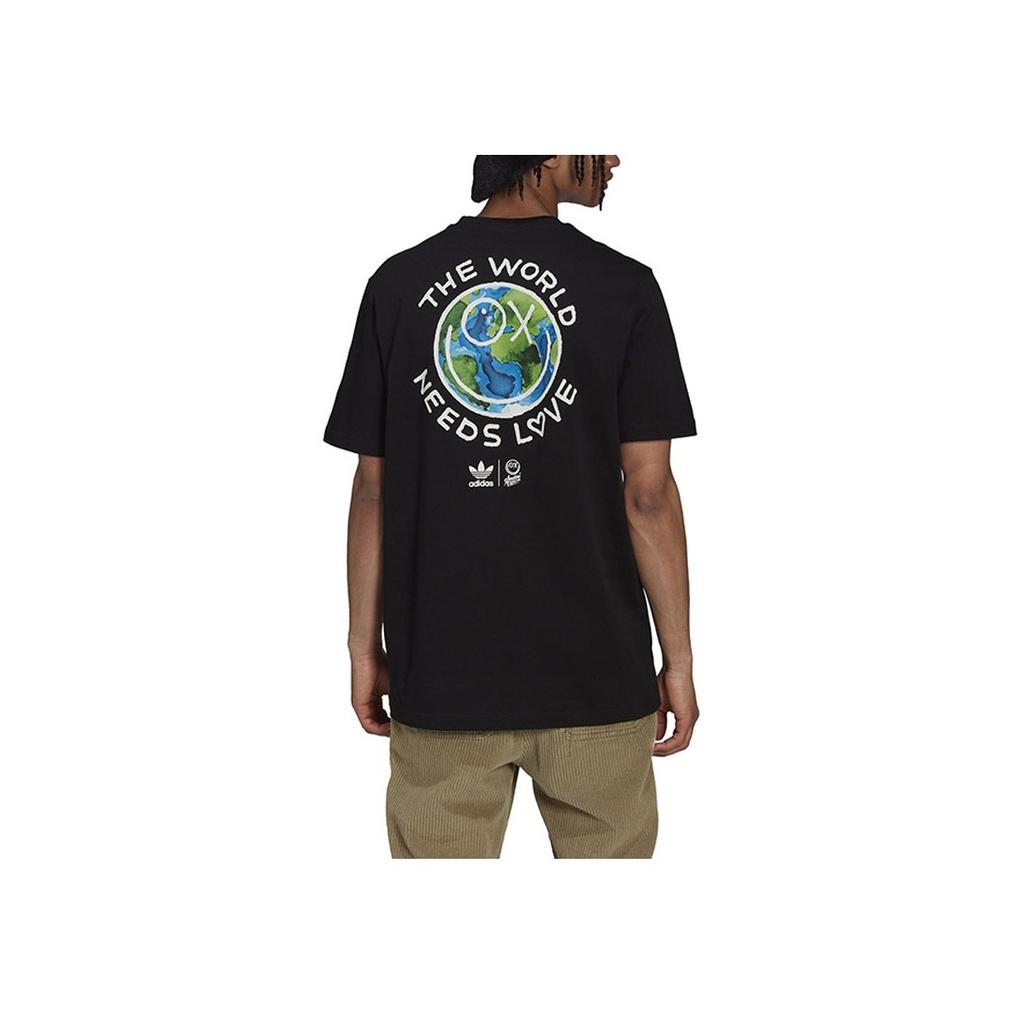 Adidas Originals Trefoil Logo Letter Print Crew Neck T-Shirt Men Tops Black HR7114