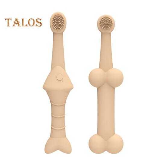 

2шт Зубна щітка для домашніх тварин Силіконові зубні щітки для собак і котів Набір для чищення зубів тварин М’яка щетина Інструмент для догляду за зубами для великих маленьких домашніх тварин бежевий