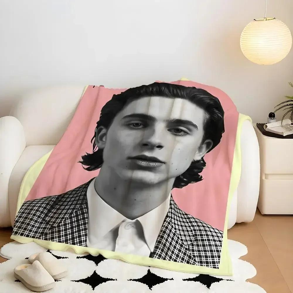 Coperta Plaid in Flanella Celebrity T-Timothee C-Chalamet, Leggera Accogliente, Resistente Lavabile carina Fresca