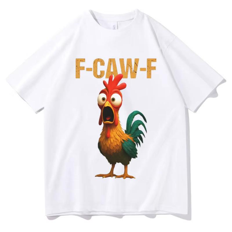Funny Summer F Caw F Chicken Harajuku New Short Sleeves Tshirt Mens Humor T Shirt Chicken Aesthetic Casual Oversized Tops Unisex