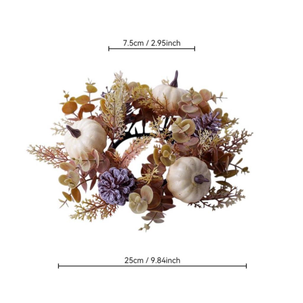 Candle Cup Holder Wreath Stable Artificial Eucalyptus Wreath Pumpkin Candle Holder Wreath Autumn For Living Room Coffee Table