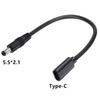 9.8inch Type C Female to 5.5mmx2.1mm Female/Male Adapter Cable USB C to DC5521 Connectors Power Cord Converter Line
