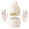 Warm Ears Toddler Knitted Hat Solid Color Kids Hat Set Comfortable Baby Hat Scarf Gloves Set  Daily