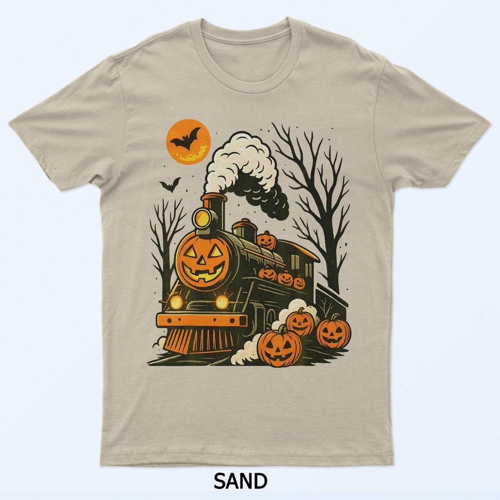 Vintage Halloween Trains Pumpkin T-Shirt
