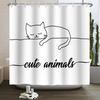 Funny Cat Shower Curtain Cartoon Cute Cats Dog Kids Shower Curtain for Bathroom Waterproof Polyester Home Decor Shower Curtains