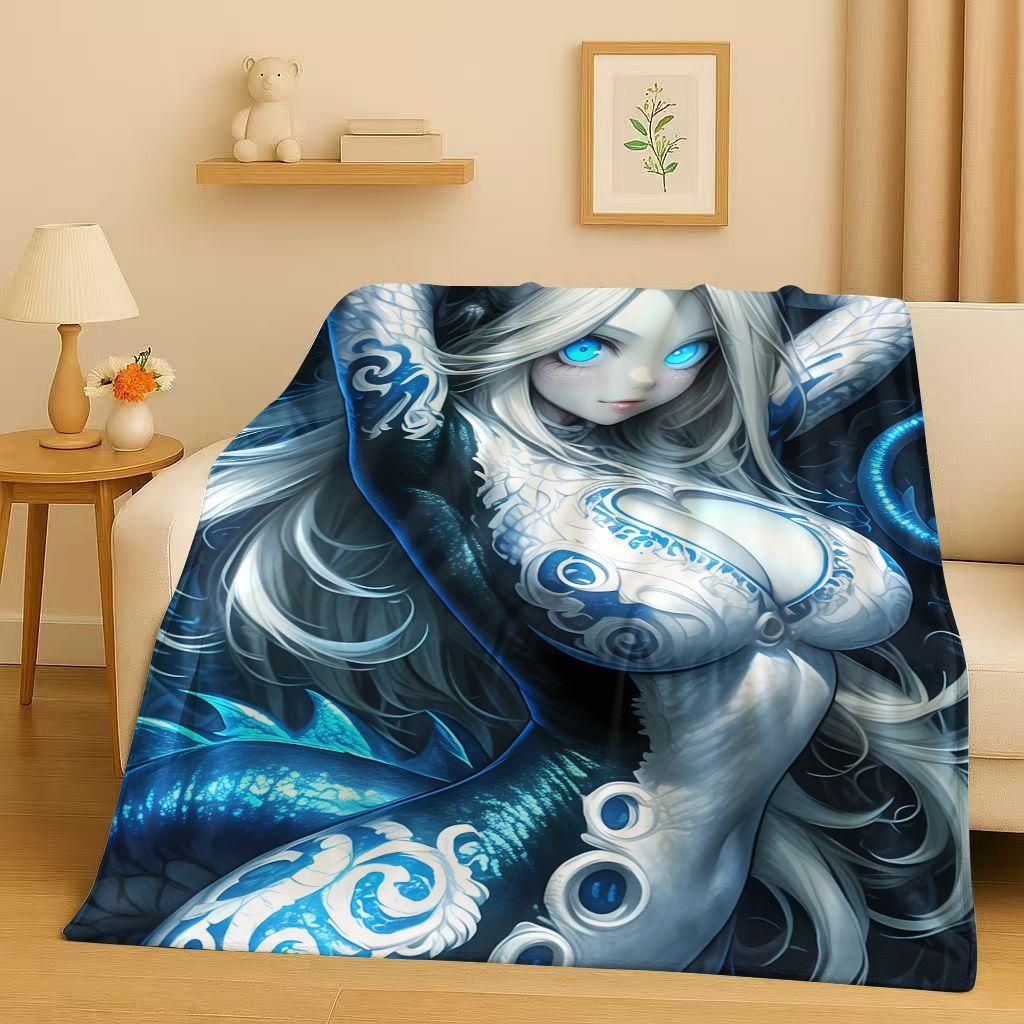 3D Cute Sexy Bikini Girls Cartoon Anime Characters Flannel Blanket,Soft Plush Throw for Home Bedroom Bed Sofa Cover Trave Gift