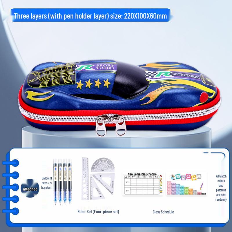 Multifunctional Pencil Case for Kids - Boys' & Girls' School Supplies Stationery Bag with Car Theme
