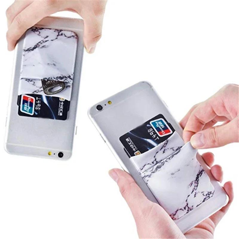 1pcs Thin Women Men Cell Phone ID Credit Card Holder Silicone Case Pouch Back Sticker Slim Wallet Case Card Holder