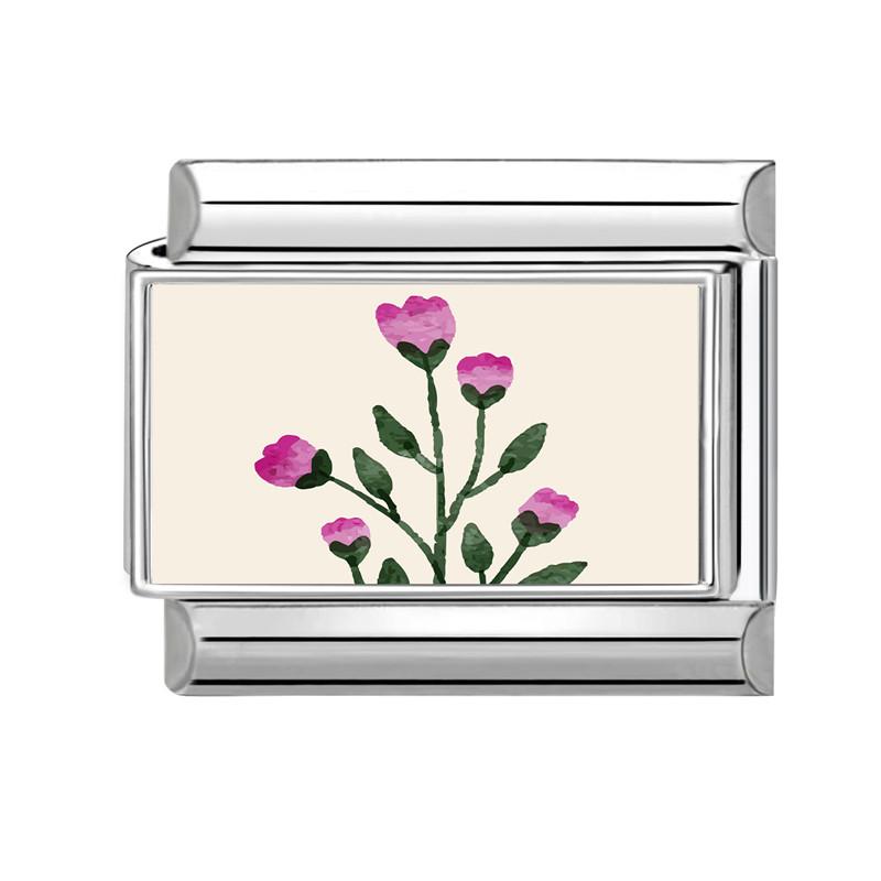 Romantic Flower Purple Flower Hyacinth Italian Charms Fit 9mm Stainless Steel Bracelet DIY Jewelry Gift
