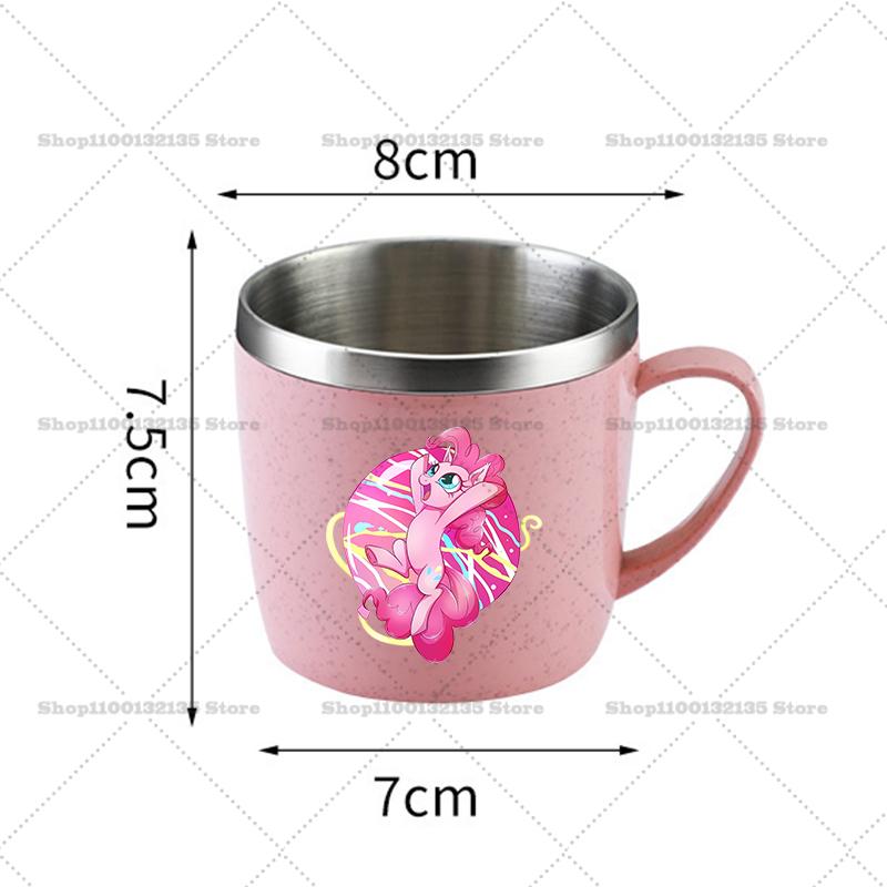 My Little Pony Water Bottle Kawaii Stainless Steel Cups Handle Coffee Milk Mug Tea Drink Home Office Gift Women for Kid Friendly Entertaining Fun Play