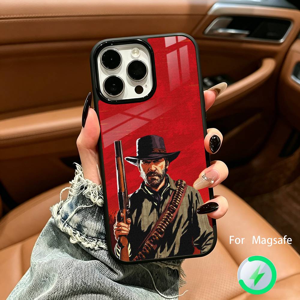 R-Red D-Dead Redemption RDR 2 Wireless charging phone case compatible with iPhone 17/16/15/14/13/12/11
