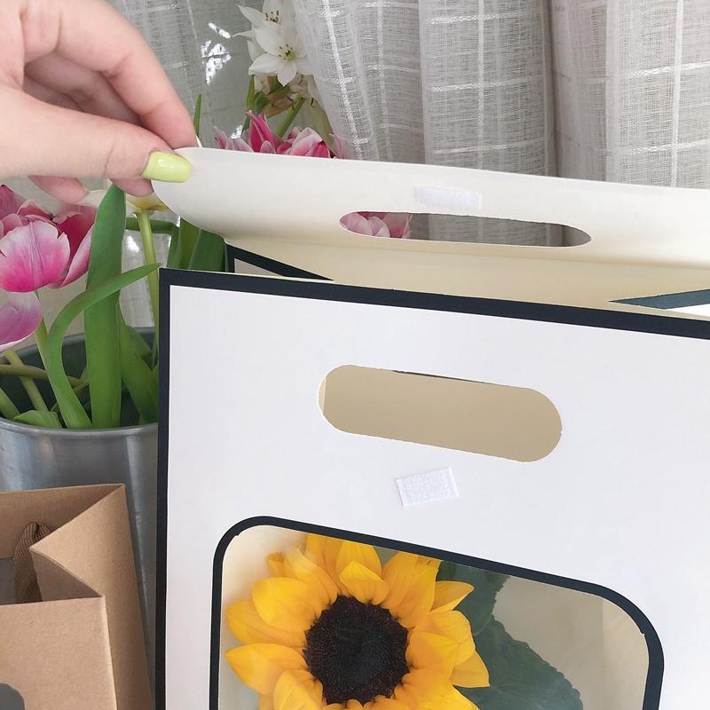 1PC Transparent Window Carrying Bag Clear Gift Bags Tote Paper Bag for Wedding Birthday Gifts Supplies Shopping Bags