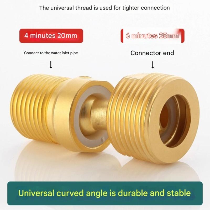 360 Degree Adjustable Angled Bents Base Lengthened Brass Shower Tap Adapter Curved Feet for Kitchen and Bathroom