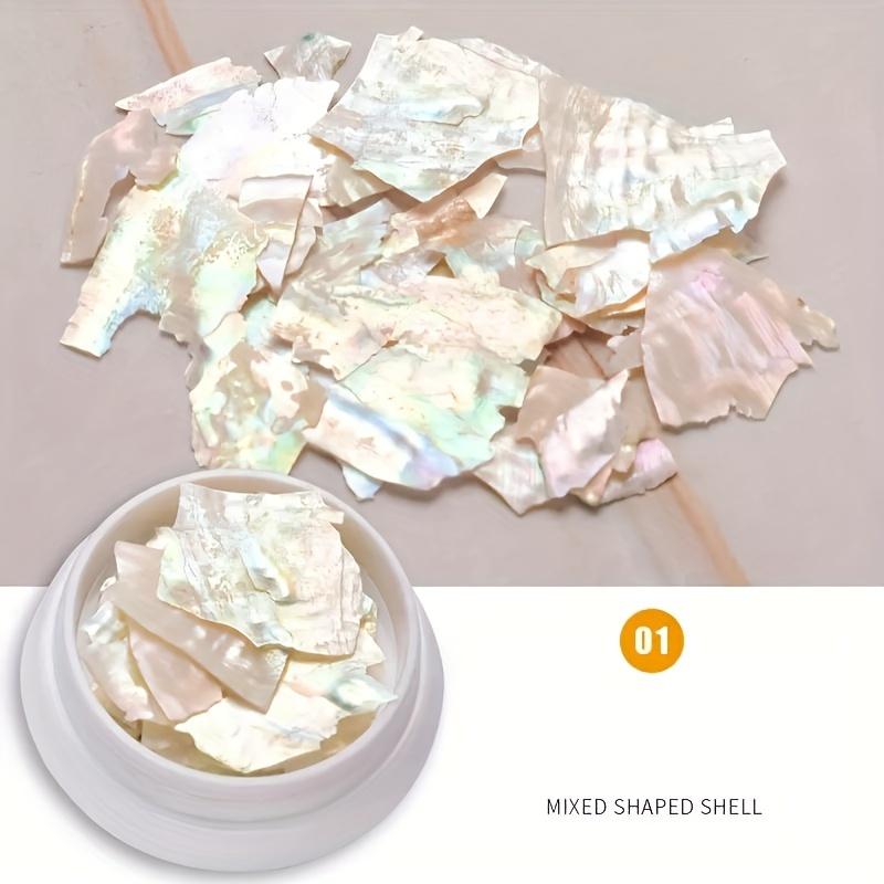 Feuilles de Nacre d'Abalone Ultra-Fines, Décoration d'Art d'Ongles en Nacre Naturelle de Paua, Feuilles Minces pour Design d'Ongles Couleur Arc-en-Ciel pour Accessoires de Nail Art DIY white