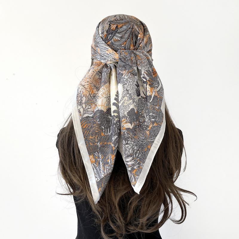 Headscarf silk scarf 90cm women s headscarf new versatile satin thin large square scarf 90*90cm