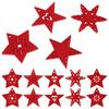 50Pcs Christmas Tree Wooden Pentagram Decorations Red Hanging Ornaments DIY Craft Accessories Holiday Home Decor