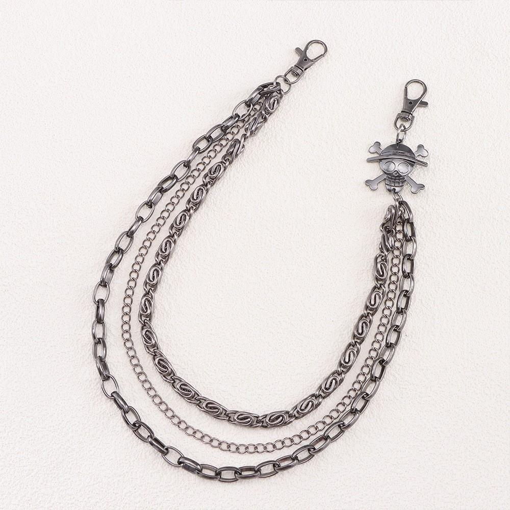 Pirate Skull Metal Waist Chain With Double Layer Chains For Men And Women