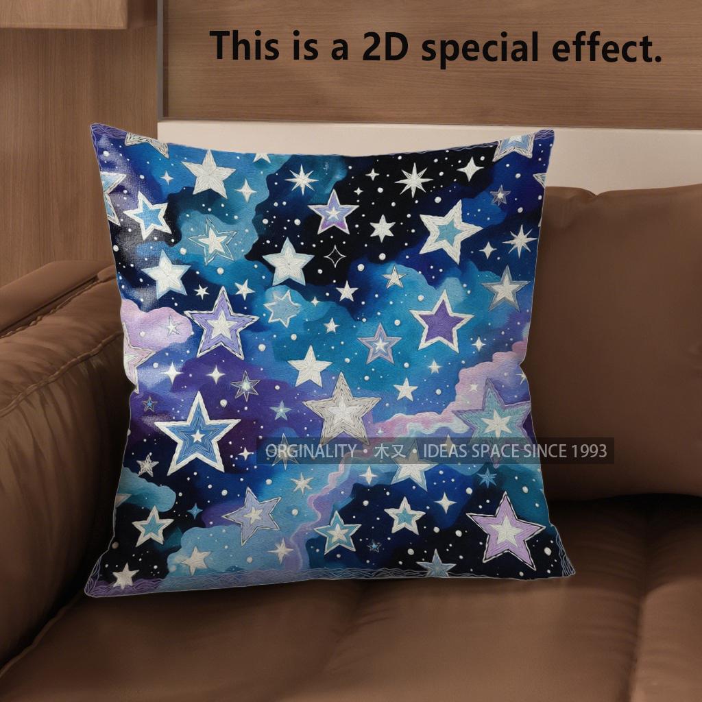 

2D Starry Night Sky Pillow Covers For Decor Pattern Cushion Cover Suitable For Sofa Bedroom Car Pillow Cover 40x40cm