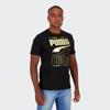 Puma Gold Foil Logo Print Short Sleeve T-Shirt Men Tops Black 586589-01