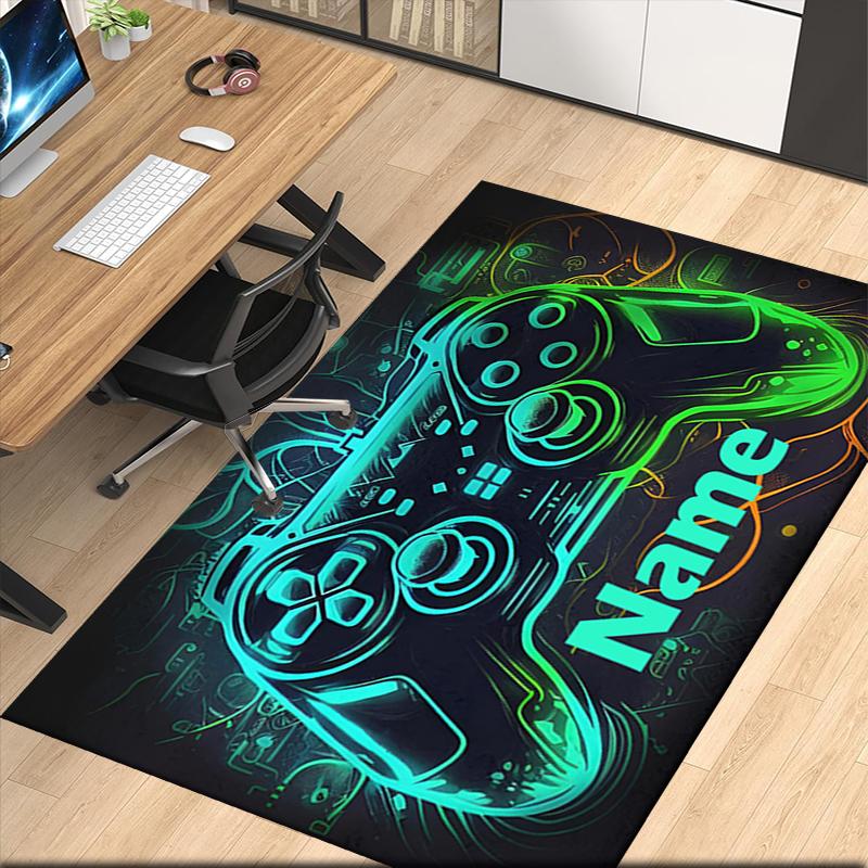 Custom Name Game Controller Printed Carpet, for Office Chair Living Room Bedroom Kitchen Room Decor Gifts.