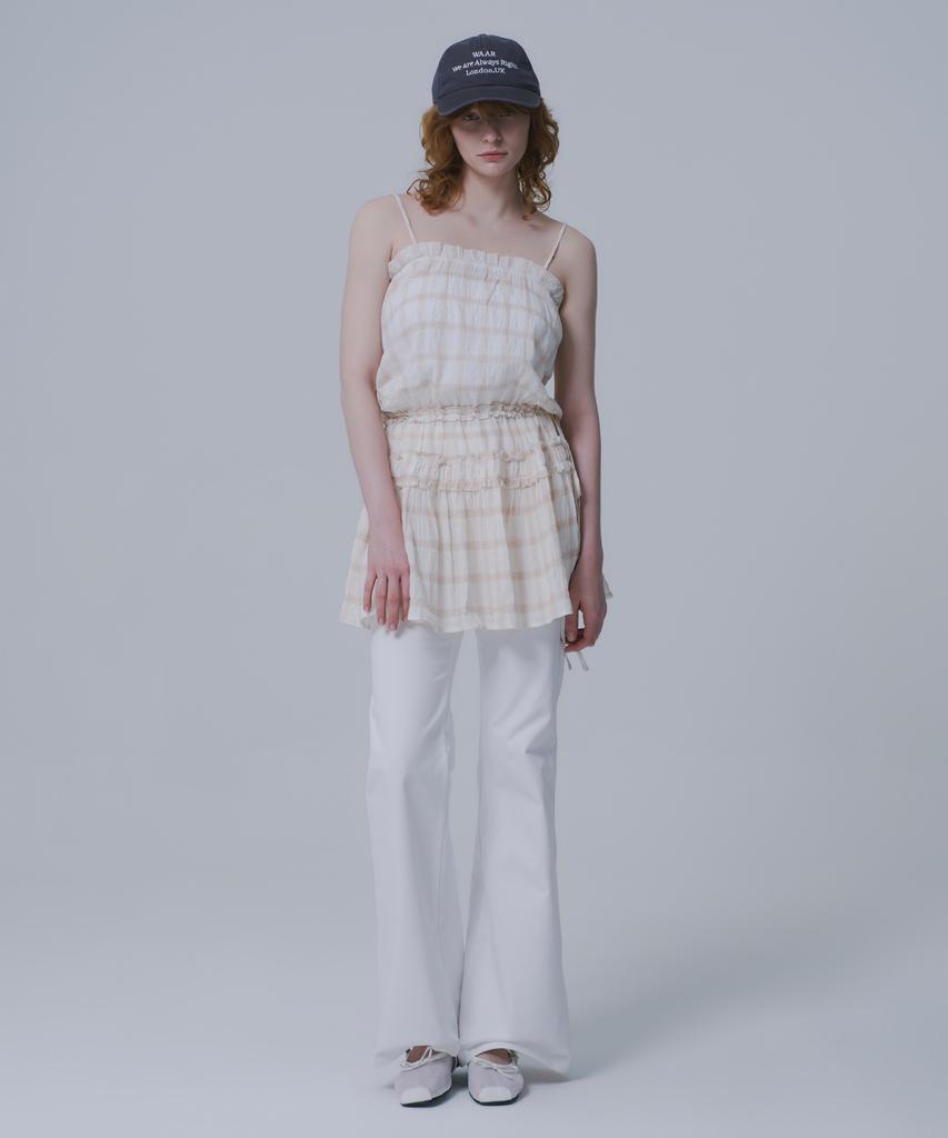 War For Woman Whd-02 Check Shirred Dress_Beige