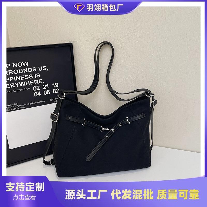 Canvas commuter tote bag women's large-capacity new spring and summer shoulder messenger bag three-purpose backpack