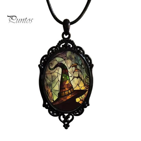 Spooky Cosplay Jewelry Vintage Gothic Necklace, Raven Pendant Bat Red Holiday Party Costume Accessories Rose Halloween Witchy for Women Necklace
