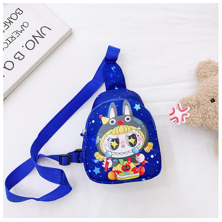 

Школьные сумкиМультяшный Rabbu Детская нагрудная сумка для мальчиков и девочек Милая сумка для мелочи Повседневная универсальная на плечо/через плечо синий