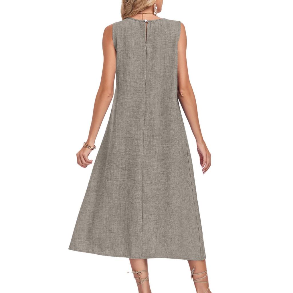 Rochie casual de damă fără mâneci, stil european, 2026, cu buzunare