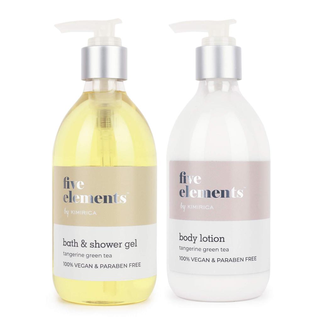 Kimirica Five Elements Shower Gel and Moisturizing Body Lotion Bath Care Duo | Enrich with Goodness of Aloe and Glycerine for Men & Women 100% Ve