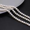 1String, White Near Round Pearl 6.5-7mm, Fashion Women Natural Freshwater Pearl Beads for Jewelry Making DIY Crafts, Luxury Bulk Gifts 36cm